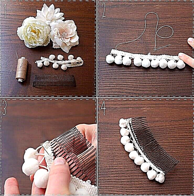 DIY hair comb with flowers