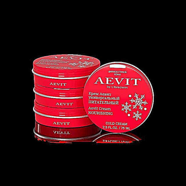 Novedad de belleza: serie de productos para el cuidado Aevit en una paleta roja y blanca